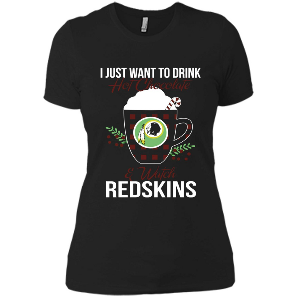 I Just Want To Drink Hot Chocolate & Watch Washington Redskins Ugly Christmas Sweater PINGPONG
