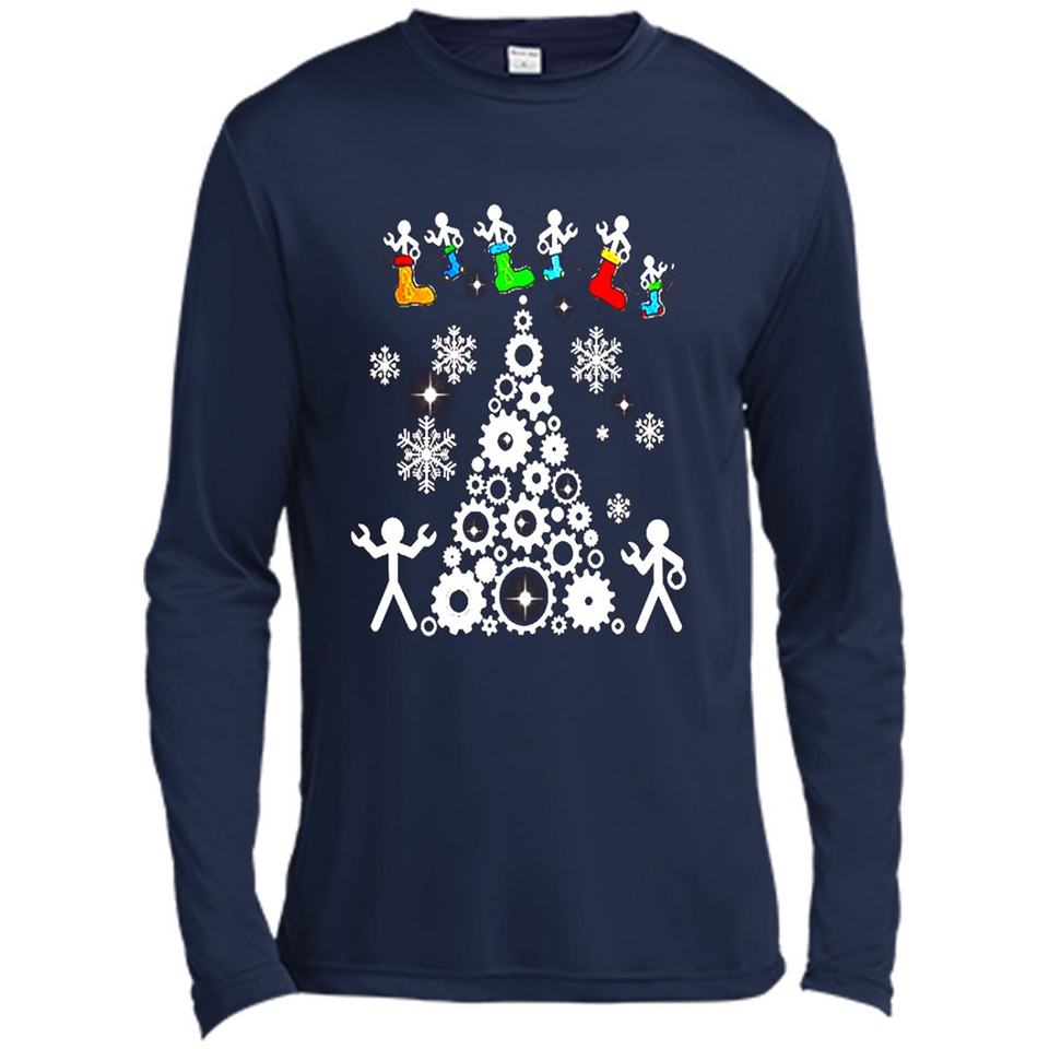 Funny Mechanics Ugly Christmas 2018 - Canvas Long Sleeve T-Shirt