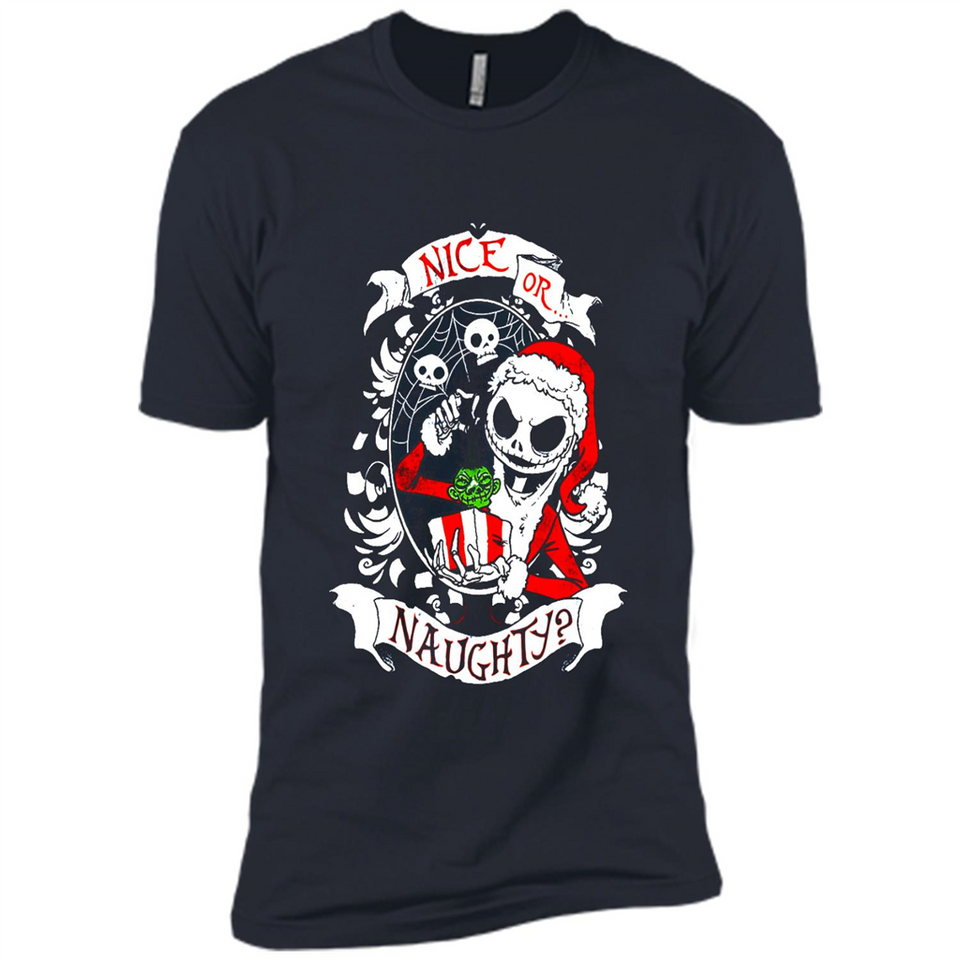Christmas Shirt, Santa Nice Or Naughty Xmas - Premium Short Sleeve T-Shirt