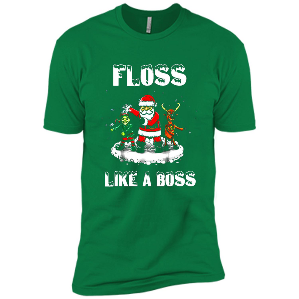 Floss Like A Boss Santa Flossing Dance Funny - Premium Short Sleeve T-Shirt
