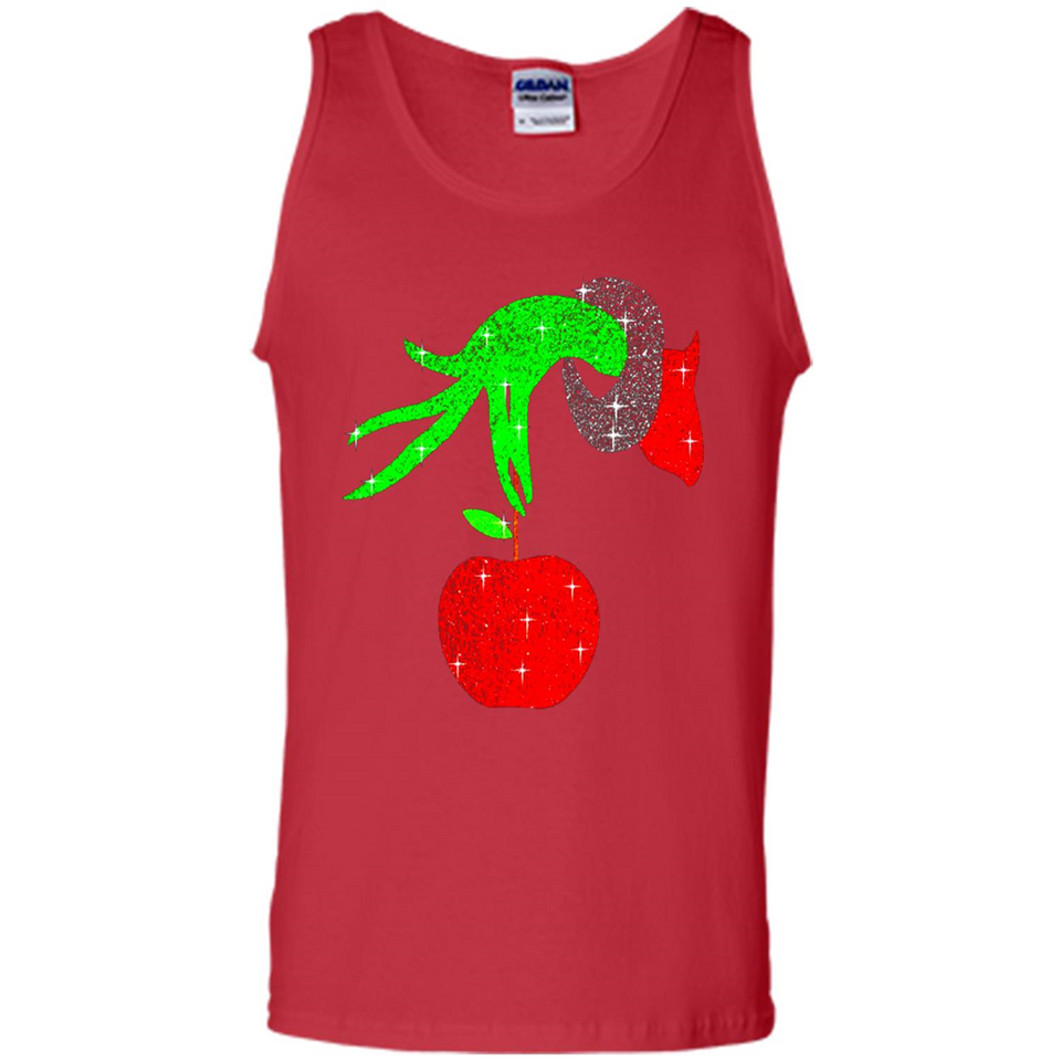 Christmas The Grinch Hand Holding Apple Ornament sweater - Tank Top