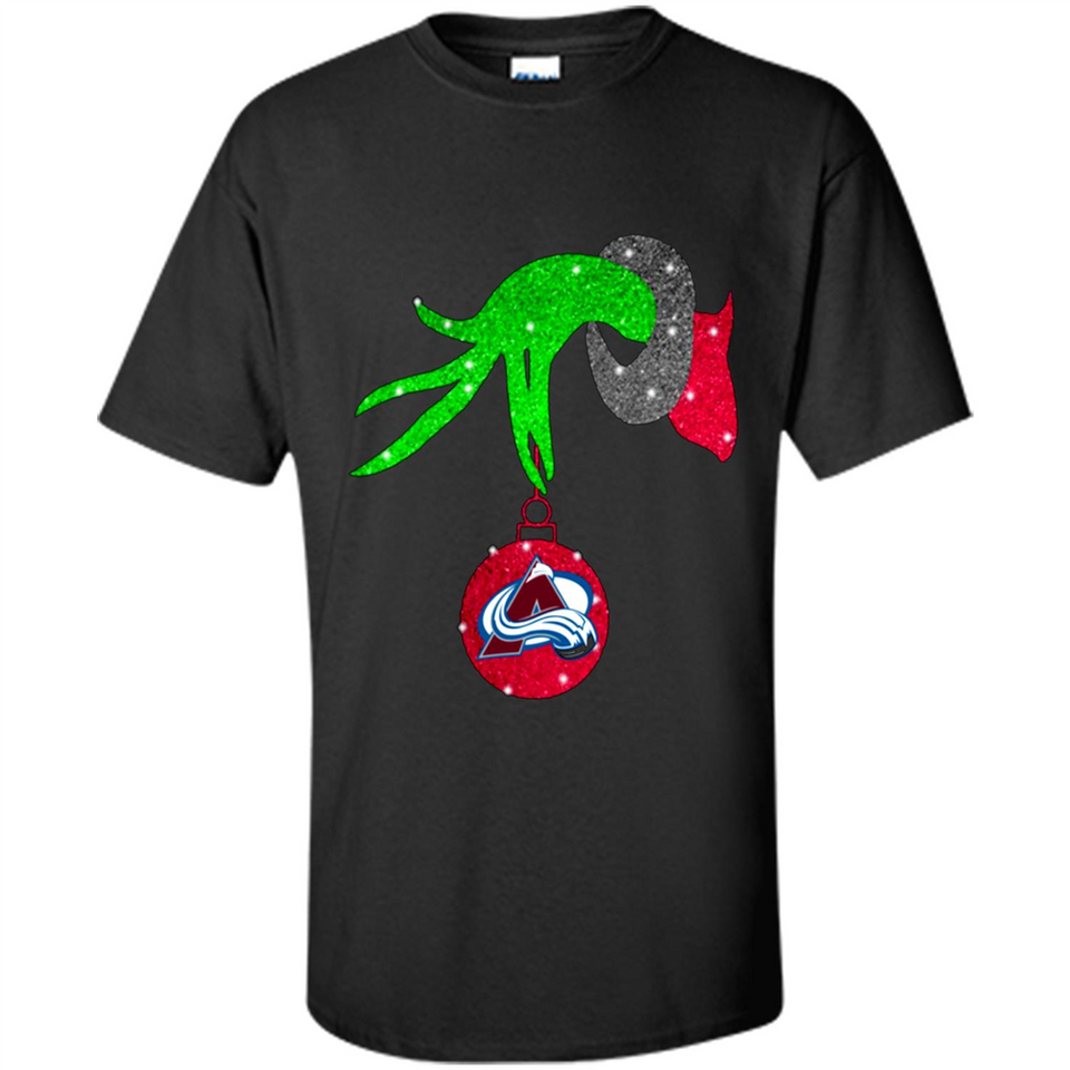 GRINCH HAND HOLDING COLORADO AVALANCHE GLITTER CHRISTMAS PINGPONG