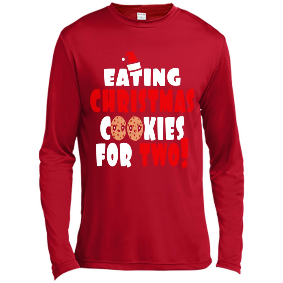 Womens Funny Eating Christmas Cookies For Two Pregnancy - Canvas Long Sleeve T-Shirt