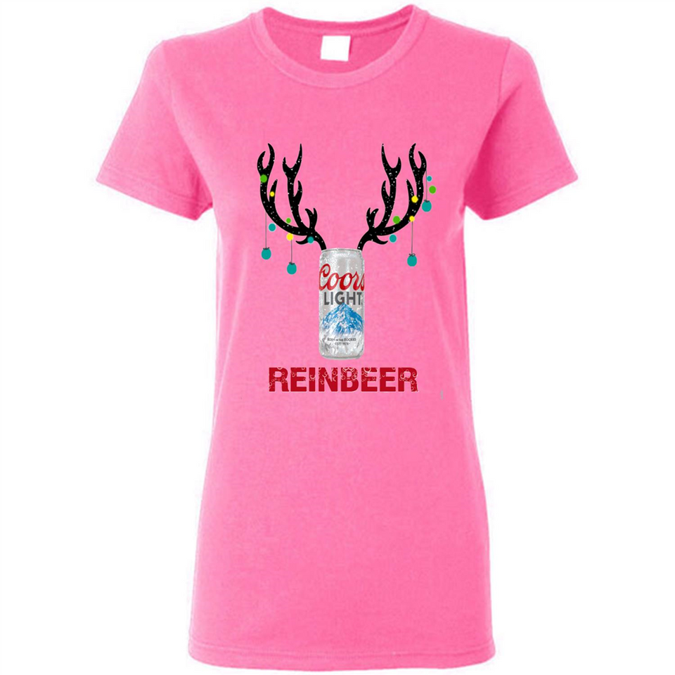 Coors Light Reinbeer Funny Beer Reindeer Christmas Sweatshirt - Ladies Short-Sleeve