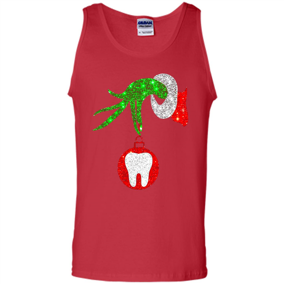 Christmas Nurse Grinch hand holding clinic dental ornament - Tank Top