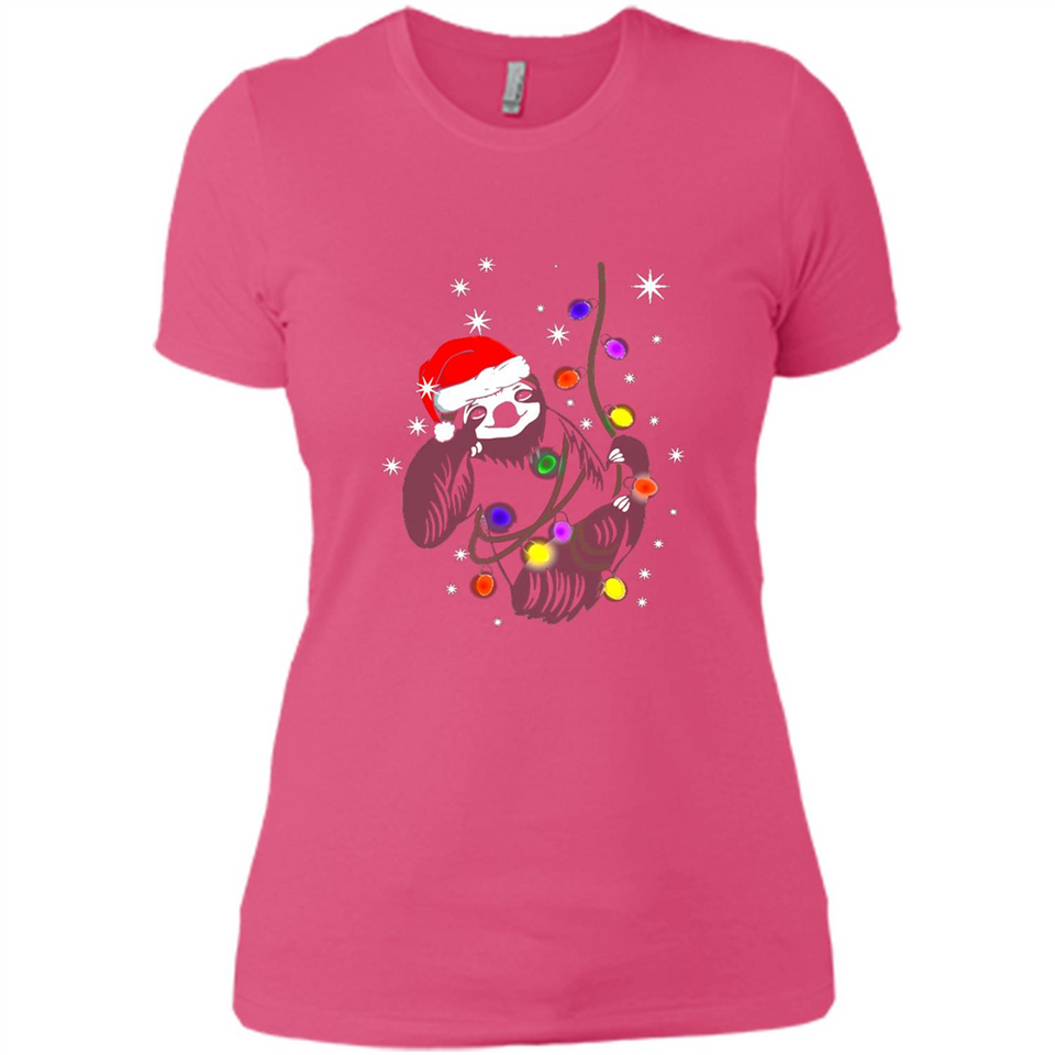 Cute Christmas Choloepus Sloth Santa Led Light Mug - Ladies' Boyfriend T-Shirt