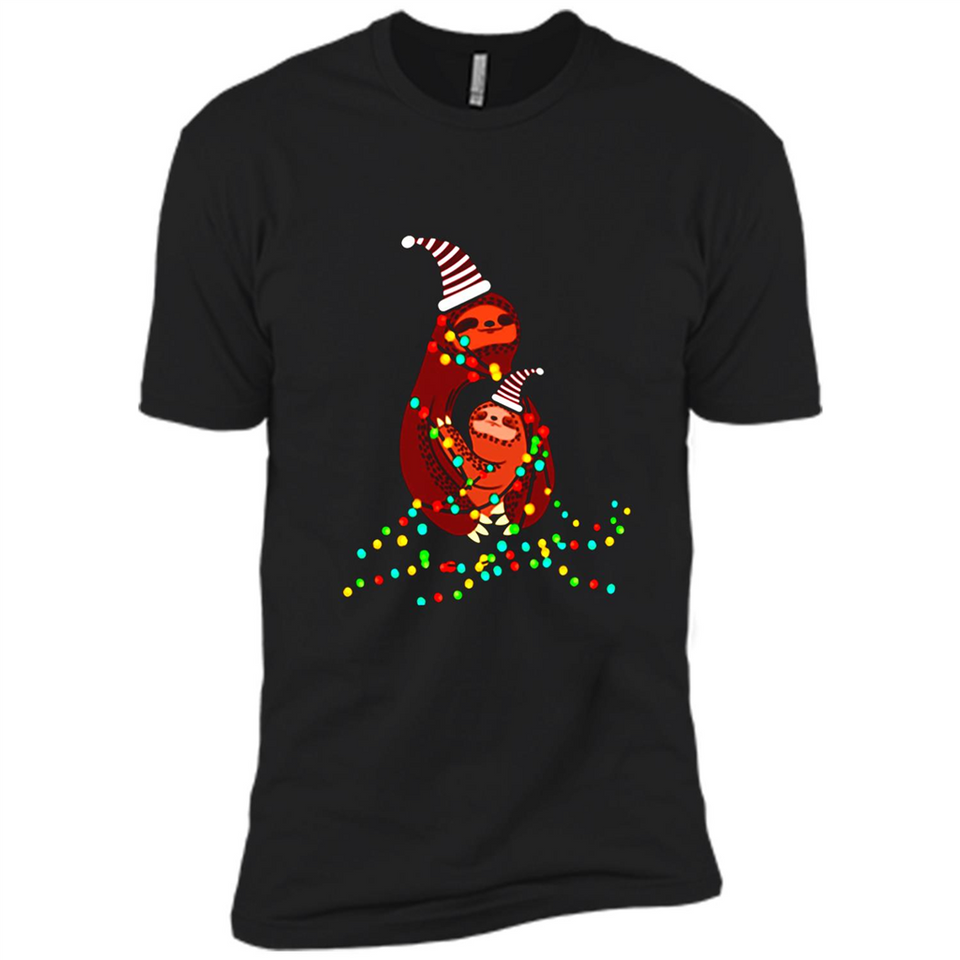 Christmas Lights Sloth Long Sleeve Santa Sloth - Premium Short Sleeve T-Shirt