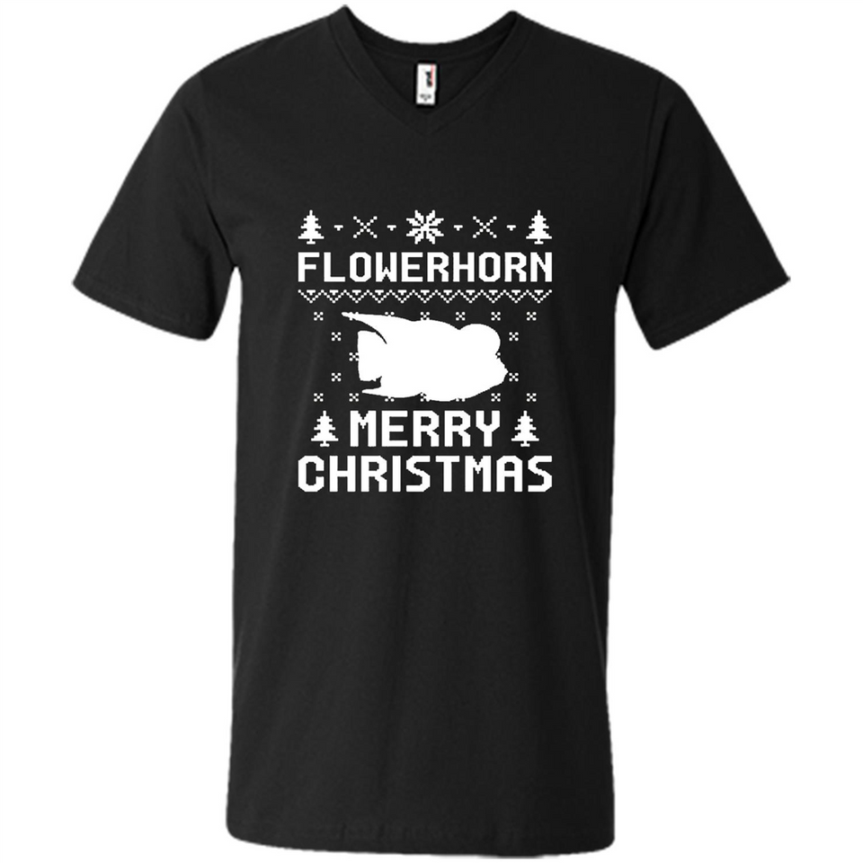 Flowerhorn Christmas T-shirt, Ugly Christmas Sweater - Men's V-Neck