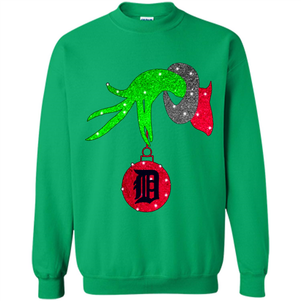 GRINCH HAND HOLDING DETROIT TIGERS GLITTER CHRISTMAS PINGPONG