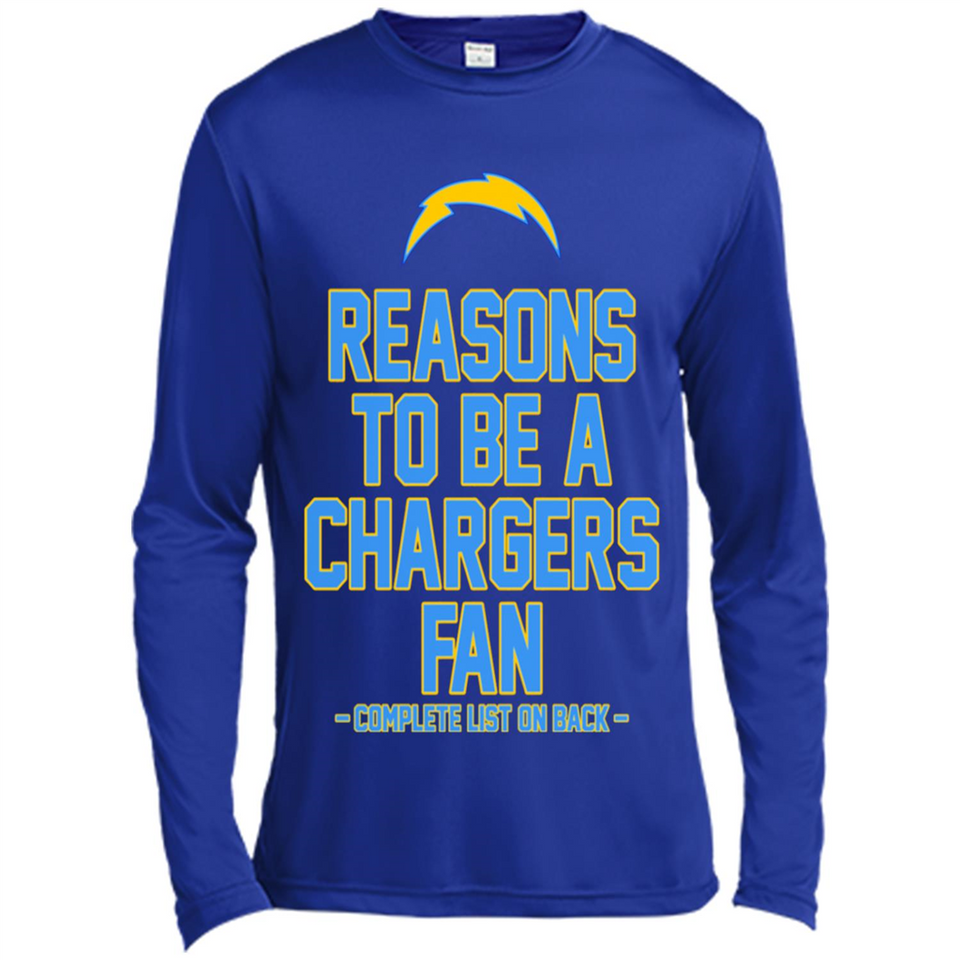 Reasons to be a Los Angeles Chargers Fan Complete List on Back - Canvas Long Sleeve T-Shirt