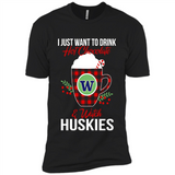 I Just Want To Drink Hot Chocolate & Watch Washington Huskies Ugly Christmas Sweater PINGPONG