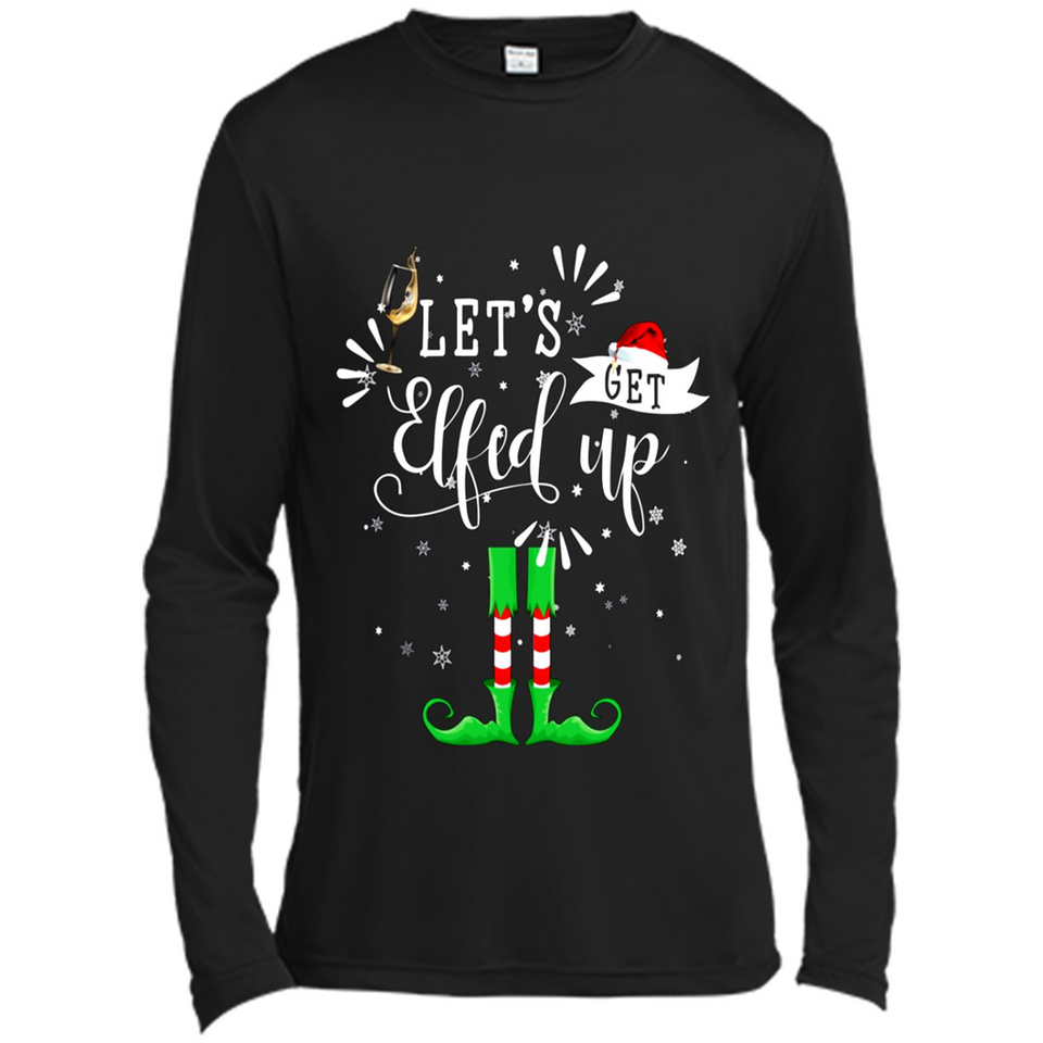 Let's Get Elfed Up Funny Drinking Wine Christmas Elf PINGPONG