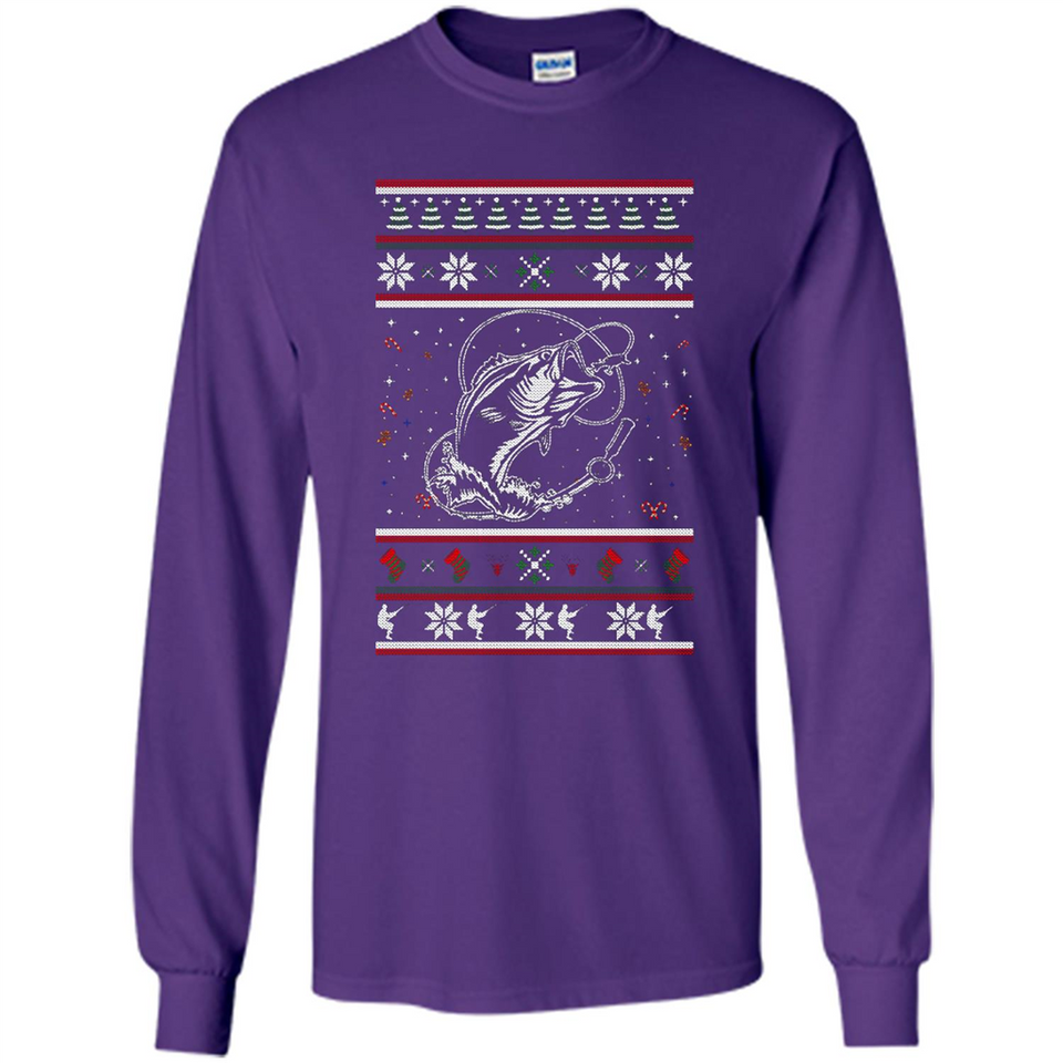 Christmas Ugly Sweater Fishing Ugly Christmas Sweater - Long Sleeve T-Shirt
