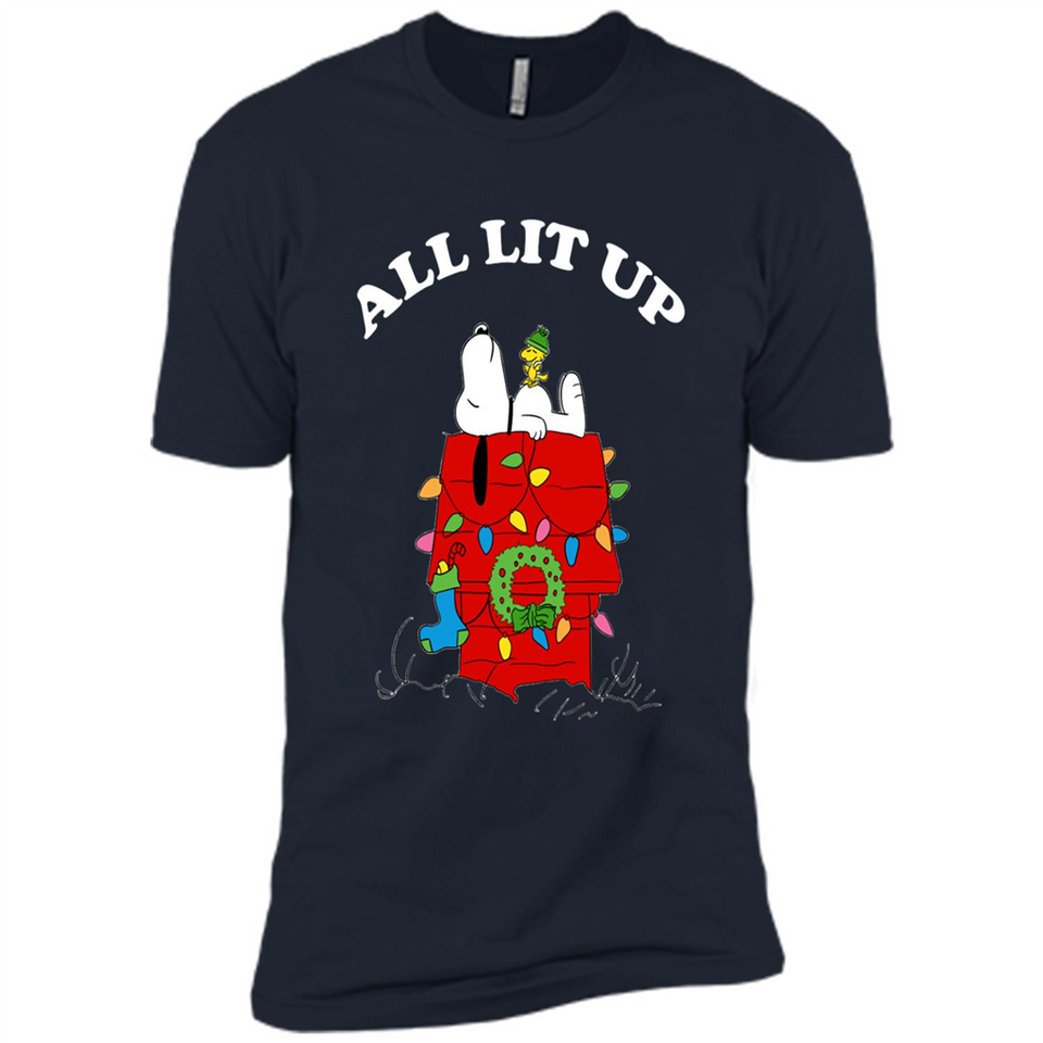Peanuts By Schulz Snoopy Young Men_s Christmas SweatShirt - Premium Short Sleeve T-Shirt