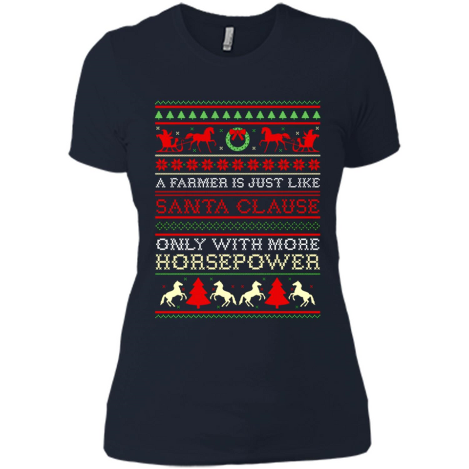Funny Farmers Gift Ugly Santa Claus Horsepower - Ladies' Boyfriend T-Shirt
