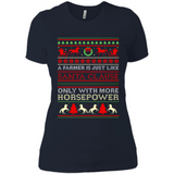 Funny Farmers Gift Ugly Santa Claus Horsepower - Ladies' Boyfriend T-Shirt