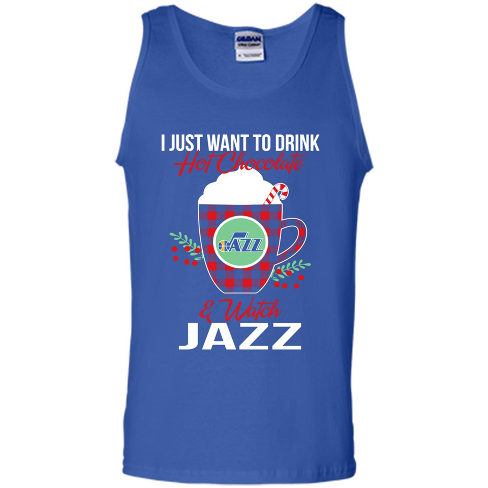 I Just Want To Drink Hot Chocolate & Watch Utah Jazz Ugly Christmas Sweater PINGPONG