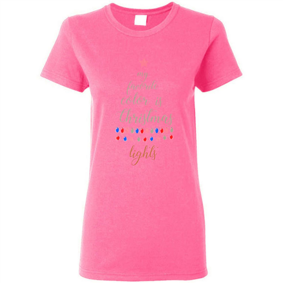 My Favorite Color is Christmas Lights Xmas Sporty T-Shirt - Ladies Short-Sleeve