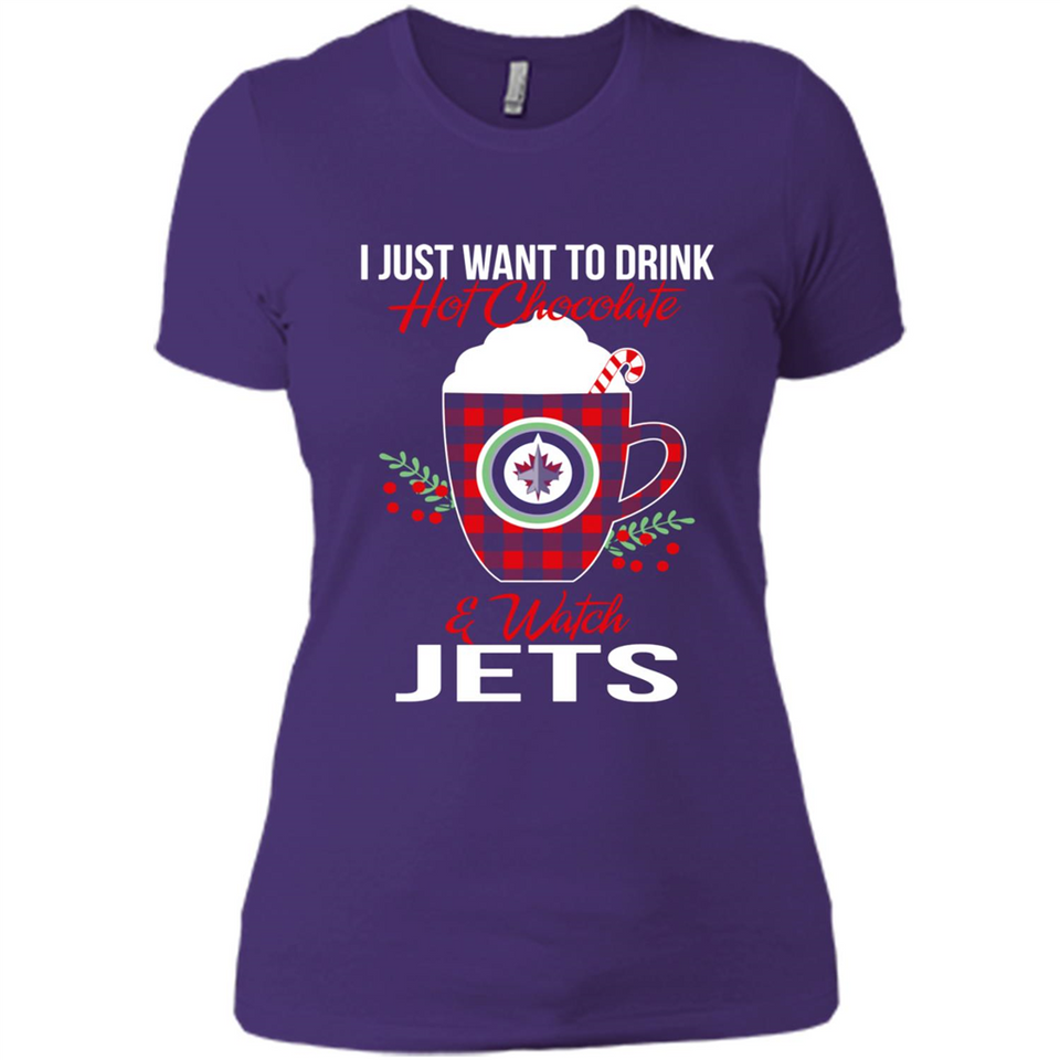 I Just Want To Drink Hot Chocolate & Watch Winnipeg Jets Ugly Christmas Sweater PINGPONG
