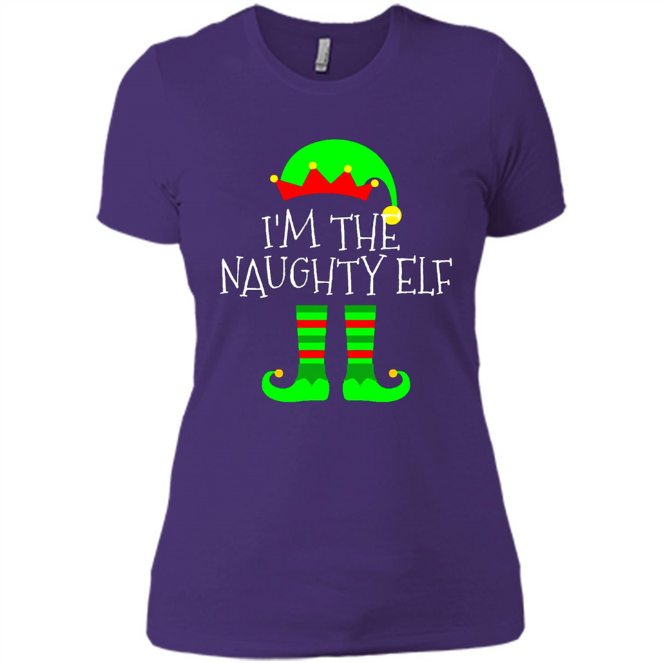 Matching Family Christmas Shirt Funny I'm The Naughty Elf Black mugs PINGPONG - Ladies' Boyfriend T-Shirt