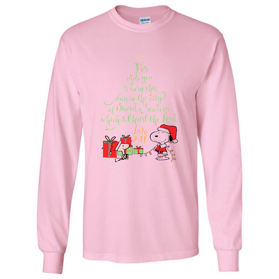 Snoopy Merry Christmas with Christmas tree T-Shirt - Long Sleeve T-Shirt