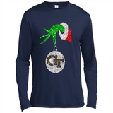 Fantastic Georgia Tech Yellow Jackets Glitter Grinch Monogram Ornament Christmas - Canvas Long Sleeve T-Shirt