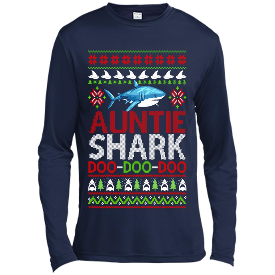 Auntie shark Doo Doo Doo Christmas - Canvas Long Sleeve T-Shirt