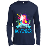 Unicorns are born in November Birthday Rainbow Gift Ladies Custom