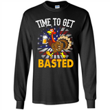 Time To Get Basted Funny Turkey Beer Thanksgiving - Long Sleeve T-Shirt