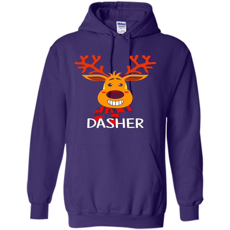 Dasher Reindeer Santa Claus Funny Xmas Holiday T-Shirt - Hoodie