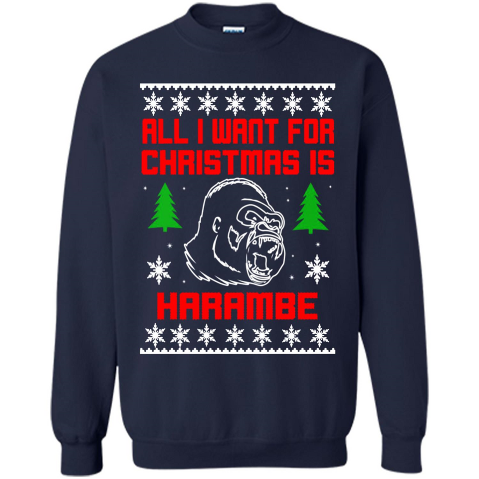 All I Want For Christmas Is HarambeT Rex Attack Reindeer ugly sweater PINGPONG