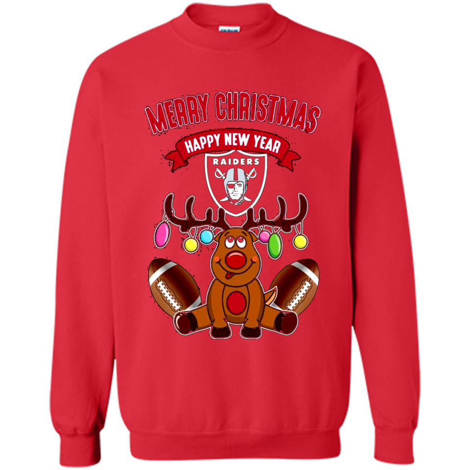 Oakland Raiders NFL Reindeer Funny Merry Christmas And Happy New Year