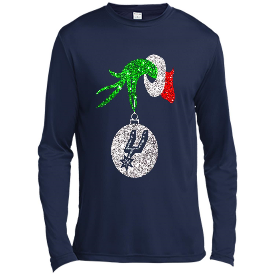 Amazing shirt San Antonio Spurs Glitter Grinch Monogram Ornament Christmas Gift - Canvas Long Sleeve T-Shirt