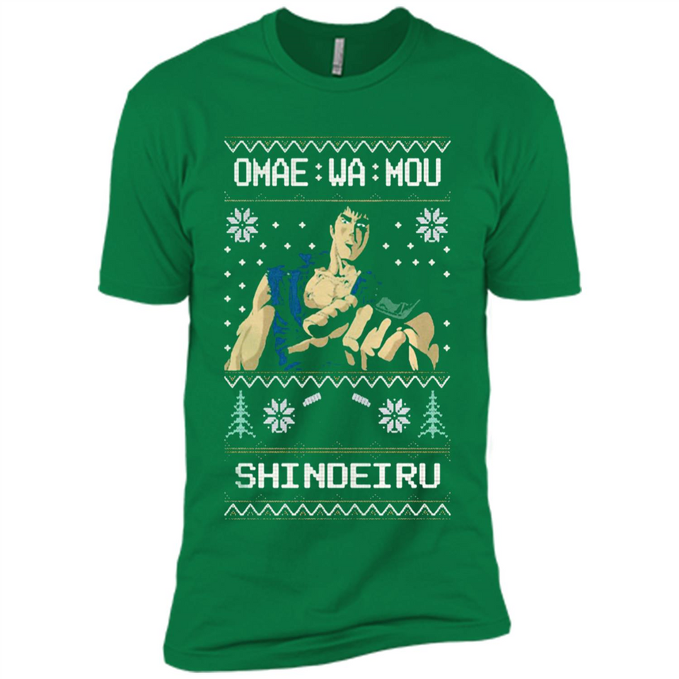 Omae Wa Mou Shindeiru Ugly Christmas Sweater - Premium Short Sleeve T-Shirt
