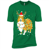Christmas Lights Shetland Sheepdog Wearing Santa Hat Funny Xmas - Premium Short Sleeve T-Shirt