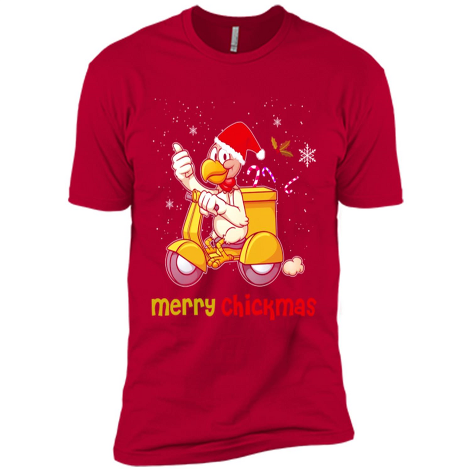 Funny Santa Christmas Chicken Shirt - Merry Chickmas - Premium Short Sleeve T-Shirt