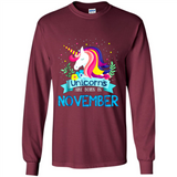 Unicorns are born in November Birthday Rainbow Gift Ladies Custom