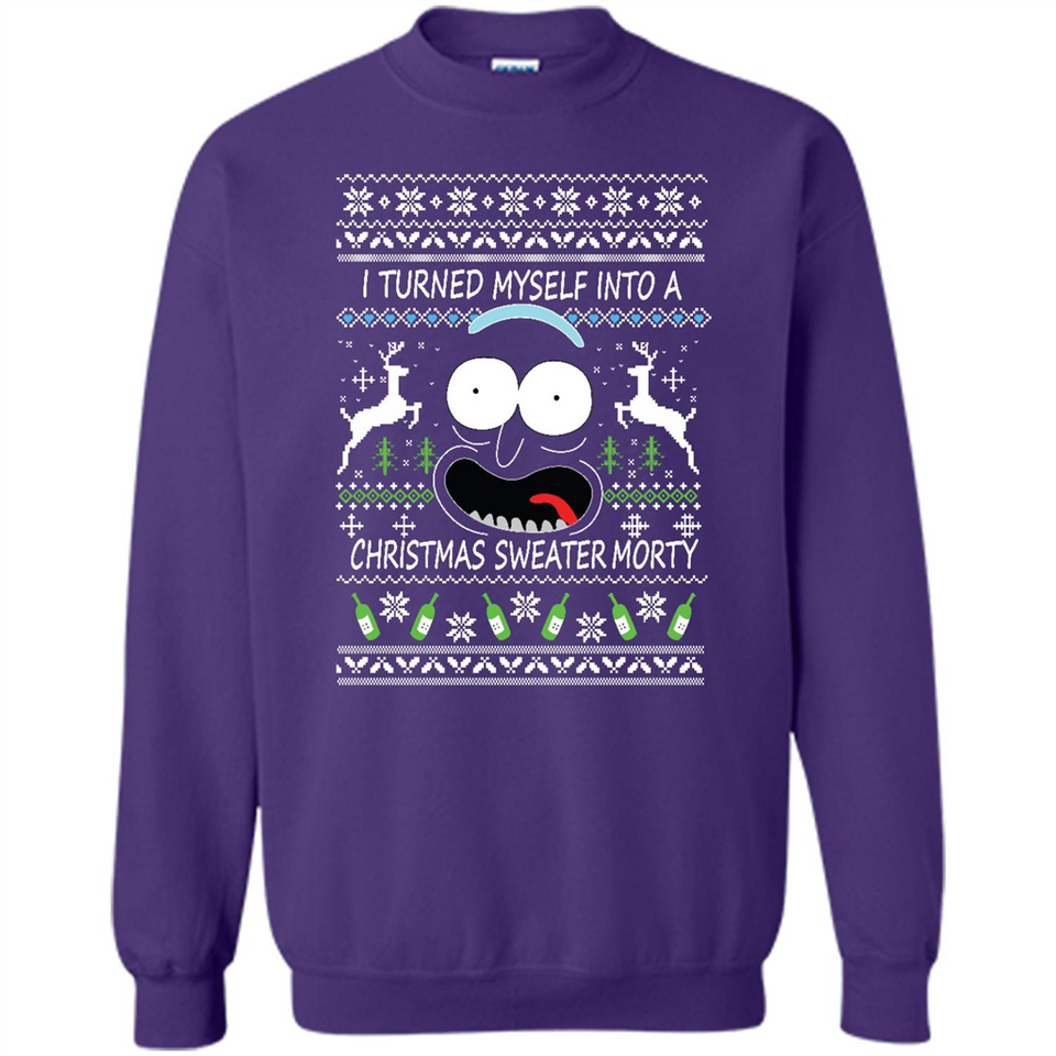 RICK AND MORTY-I TURNED MYSELF INTO A CHRISTMAS SWEATER MORTY UGLY XMAS SWEATER