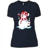 Cute Snowman drink Red Wine Christmas T-Shirt - Ladies' Boyfriend T-Shirt