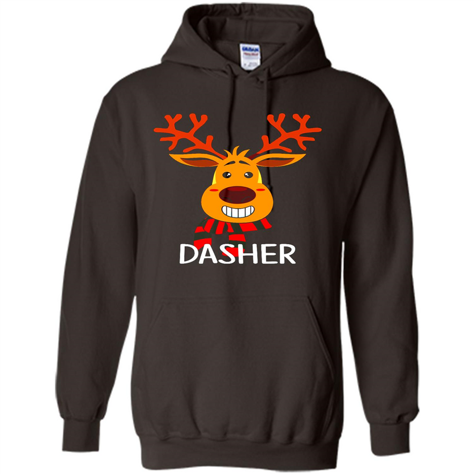 Dasher Reindeer Santa Claus Funny Xmas Holiday T-Shirt - Hoodie