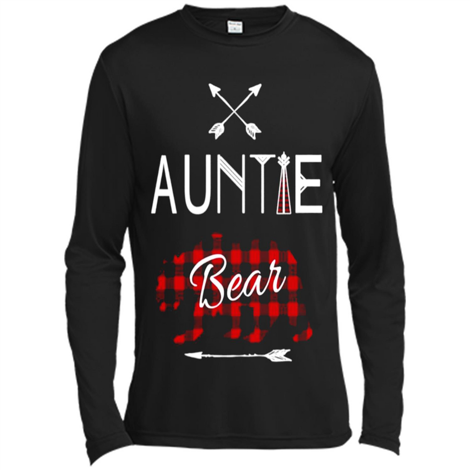 Aunt Shirt Buffalo Plaid Family Camp Bear Tee - Canvas Long Sleeve T-Shirt