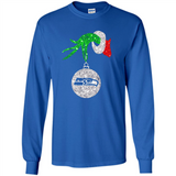 Funny Seattle Seahawks Glitter Grinch Monogram Ornament Christmas Gift - Long Sleeve T-Shirt