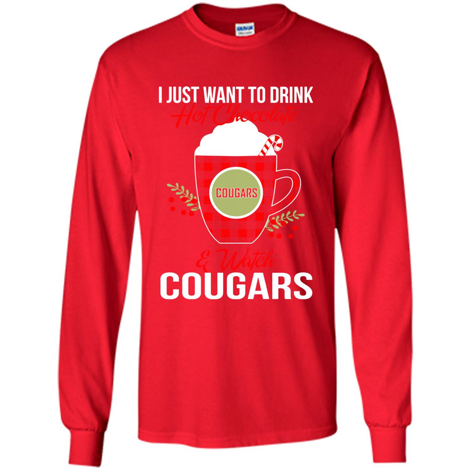 I Just Want To Drink Hot Chocolate & Watch Washington State Cougars Ugly Christmas Sweater PINGPONG