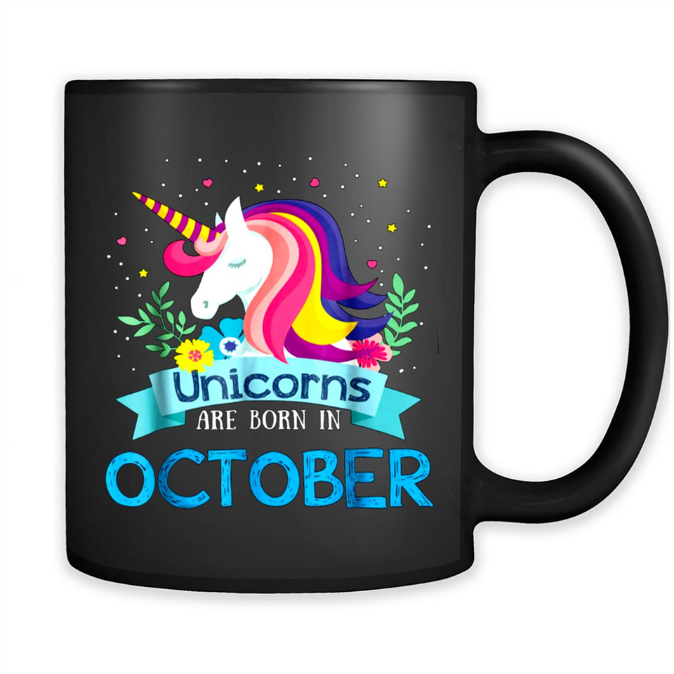 Unicorns are born in October Birthday Rainbow Gift Ladies Custom