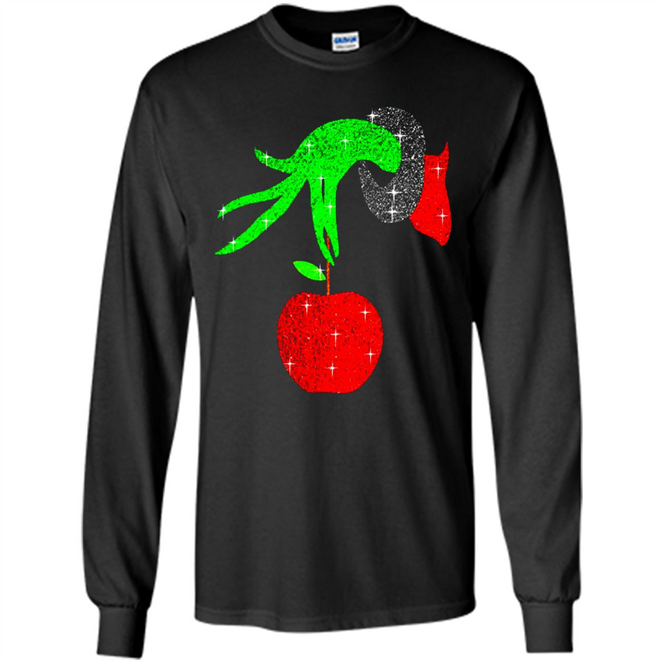 Christmas The Grinch Hand Holding Apple Ornament sweater - Long Sleeve T-Shirt