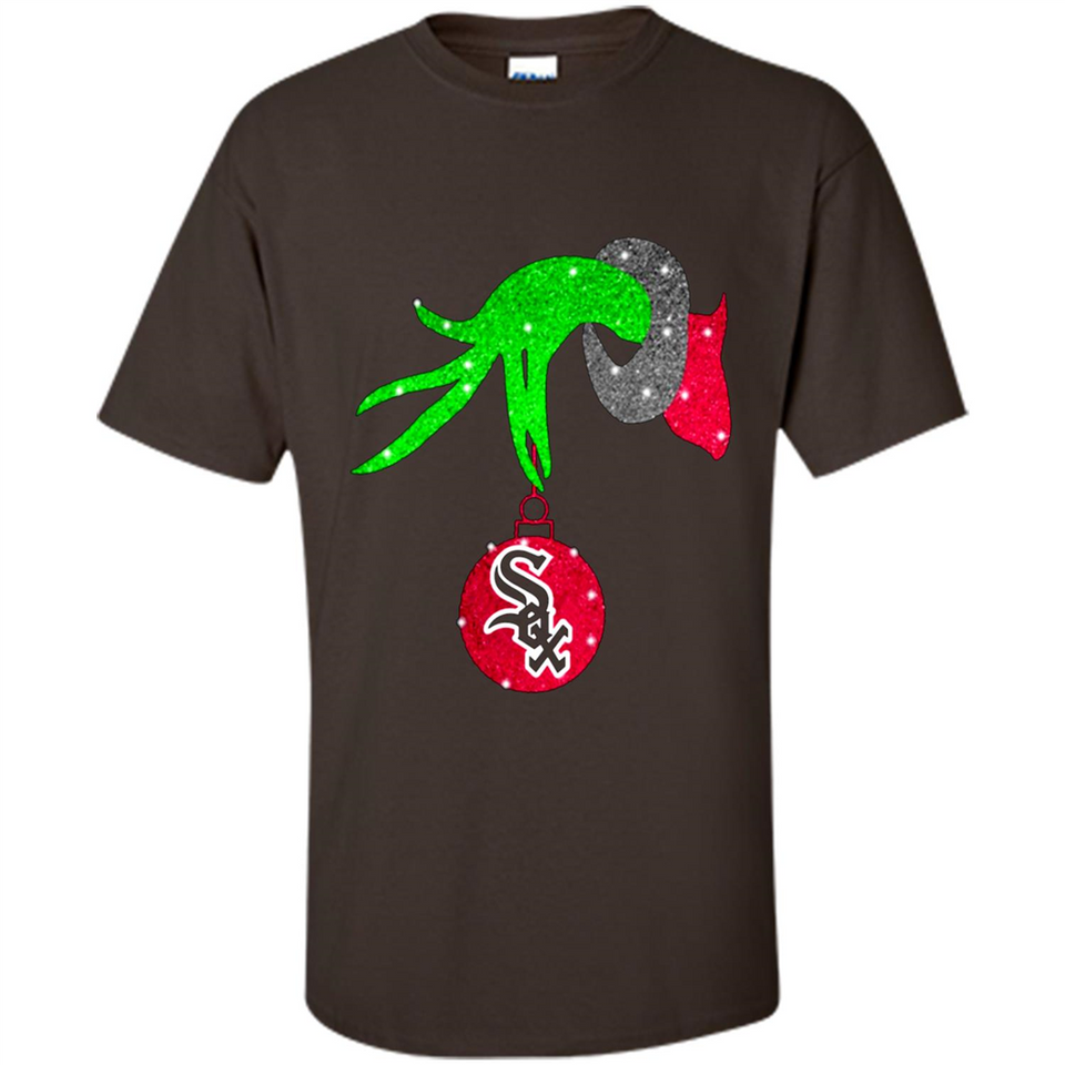 GRINCH HAND HOLDING CHICAGO WHITE SOX GLITTER CHRISTMAS PINGPONG