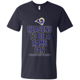 Reasons to be a Los Angeles Rams Fan Complete List on Back - Men's V-Neck