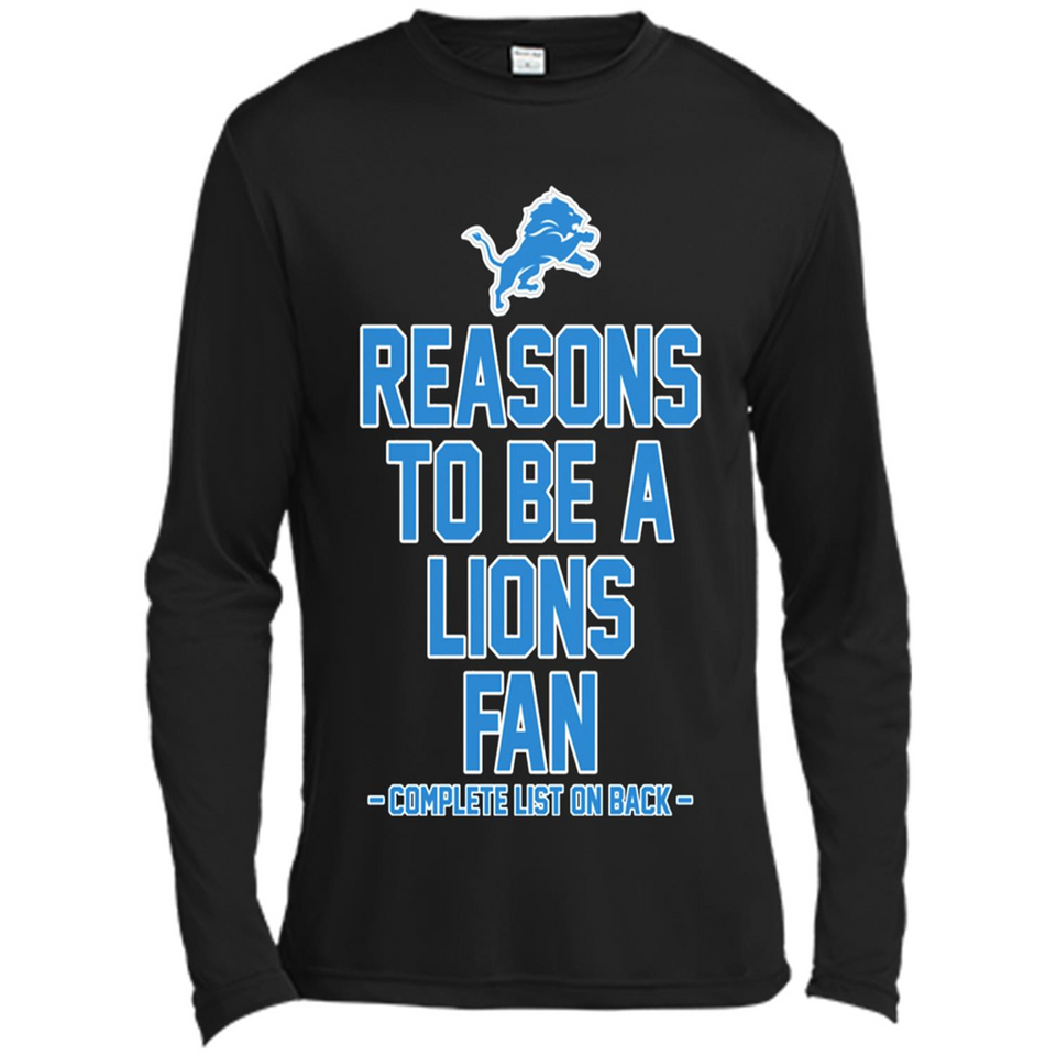 Reasons to be a Detroit Lions Fan Complete List on Back - Canvas Long Sleeve T-Shirt