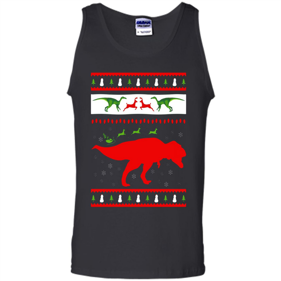 Dinosaur and Santa Clause Ugly Christmas Sweater - Tank Top