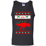 Dinosaur and Santa Clause Ugly Christmas Sweater - Tank Top